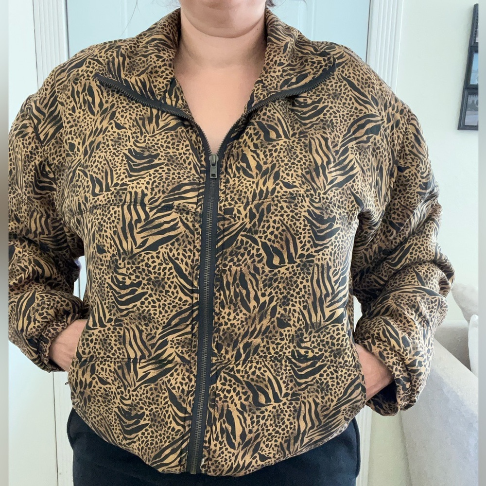 VTG Y2K Women Animal Print oversized Jacket Size S